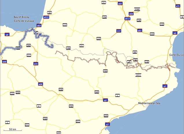 Mapa de la octava etapa de la Transpirenaica 4x4 2009