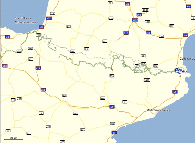Mapa primera etapa de la Transpirenaica 4x4 2009