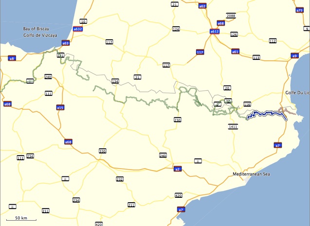 Mapa de la segunda etapa de nuestra Transpirenaica 4x4 2009.